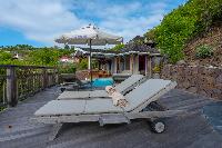 cool sun loungers of Saint Barth Villa Petit Lagon luxury holiday home, vacation rental