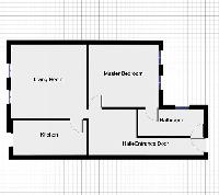 floor plan with living room, master bedroom, kitchen, hall, and entrance of paris luxury apartment